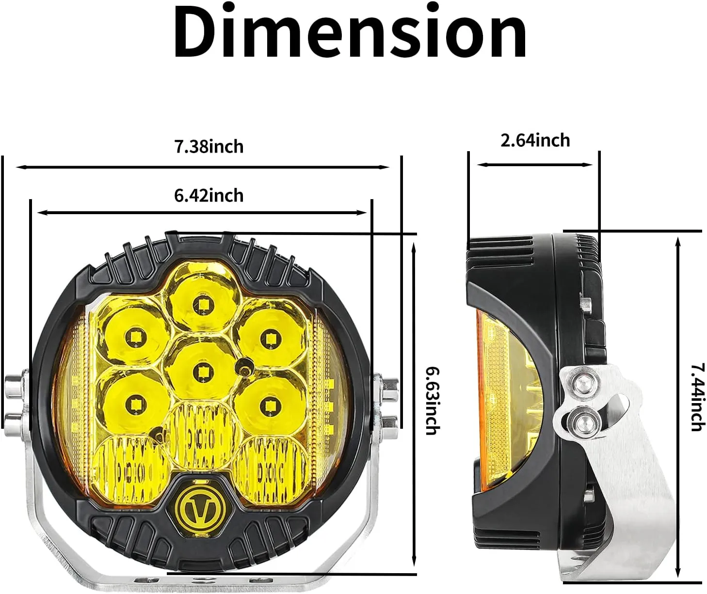 7 Inch 90W Amber Yellow LED Offroad Light with DRL, 8000LM Waterproof Driving Light Spot Flood Combo Work Light for Wrangler, ATV, SUV, UTV, Trucks, Pickup, 4x4, F150 - Pack of 1