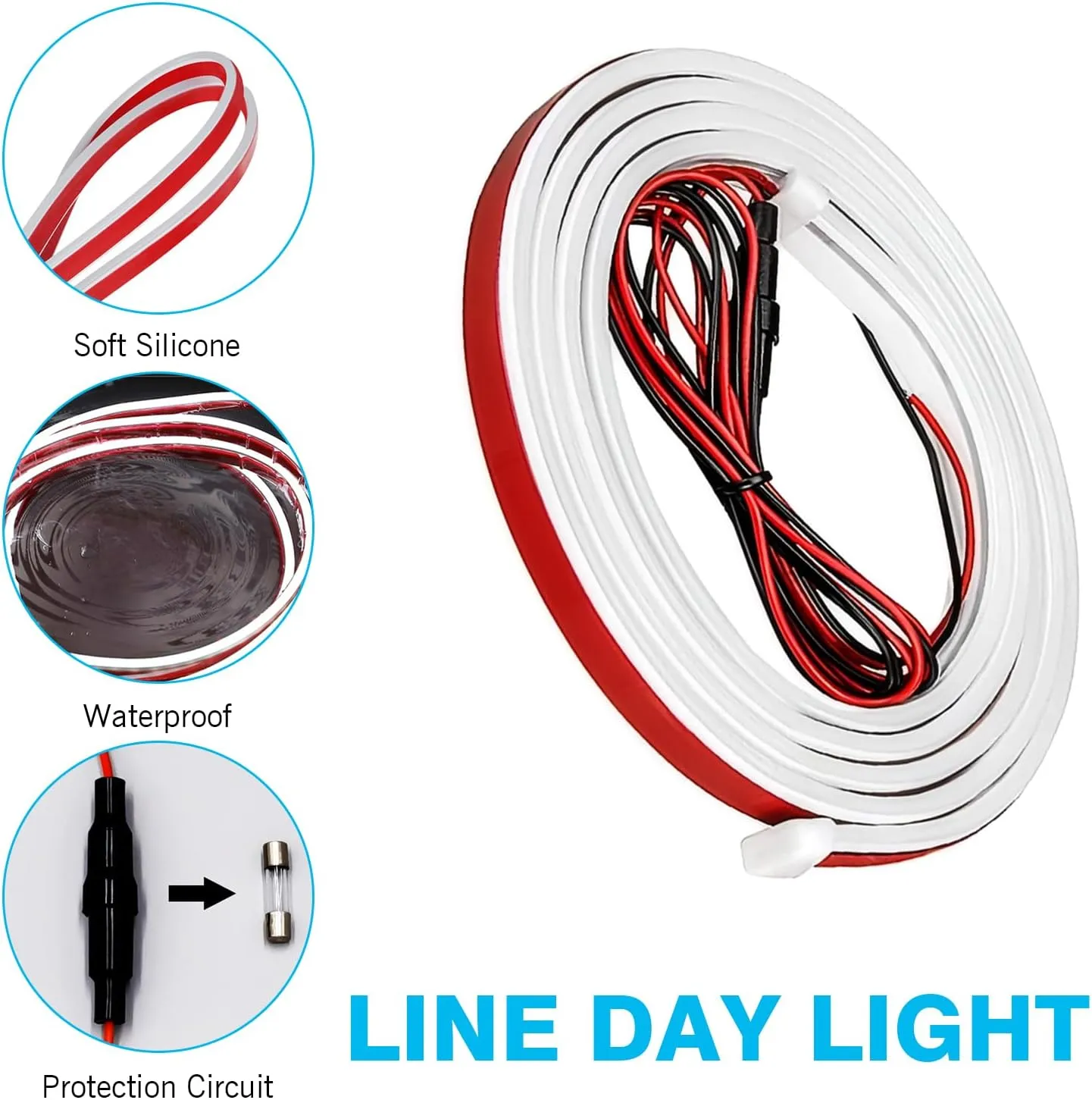 70-Inch LED Hood Daytime Running Lights, Penetrating Center Grid Starter Scanning Light Guide Strip Ambient Light Running Lights, Personalized Decorative Tuning Accessories for Cars (White)