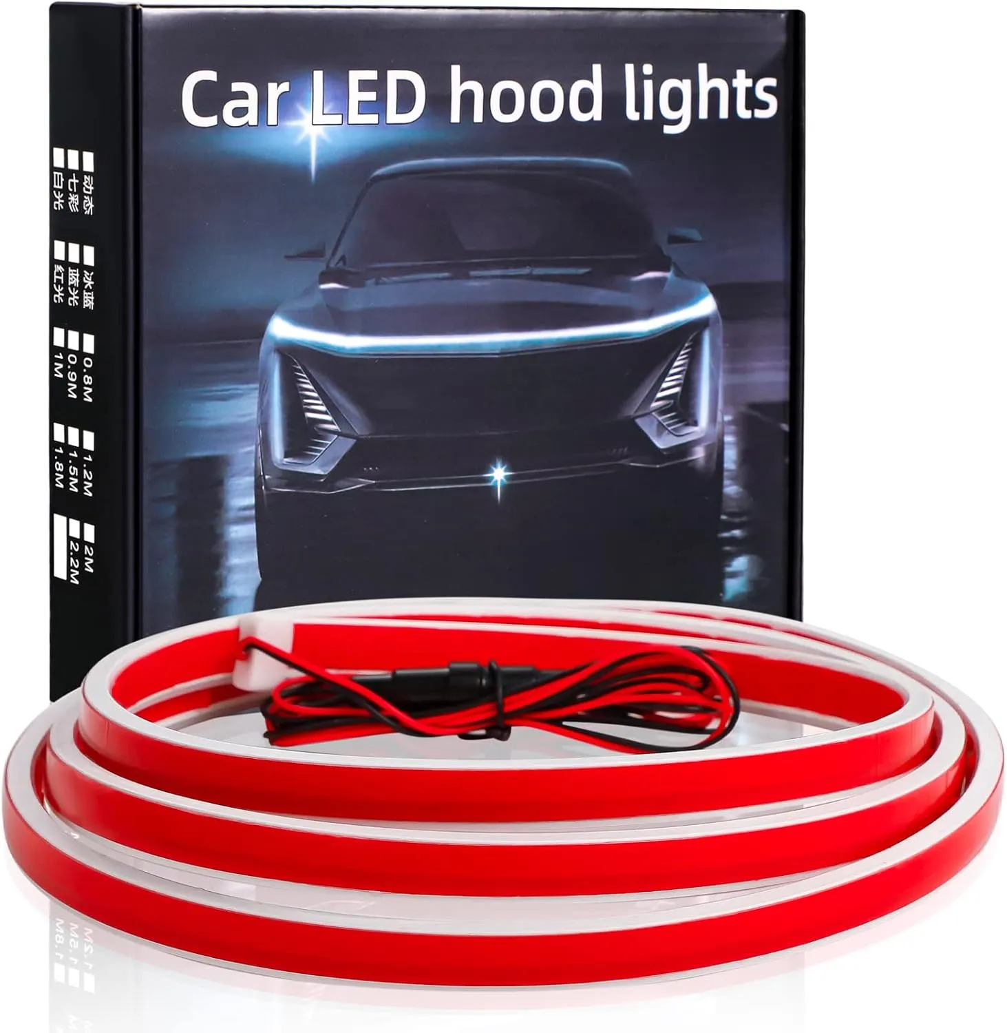 71 Inches Hood Light Strip, Dynamic LED Strip Light, Exterior Flexible Daytime Running Light for Car, SUV (White Light)