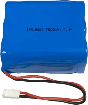 7.4V 7800mAh 6 Cell Lithium ion 18650 57.72Wh Rechange Battery Pack with 2 Pin MTA-100 Connectors