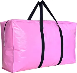 75 Gallon Extra Large Storage Bags, Jumbo Moving Storage Bags, Foldable Big Pink Duffle Bag for Travel, 50x23x15inch - 1PACK