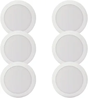 7.5" Flush Mount Ceiling Light Fixtures | Round LED Disc Light | 16.5W (120W Equivalent), 120V, 4000K, ETL, Wet Location- 4/6" J-Box(Natural White, 6 Pack)