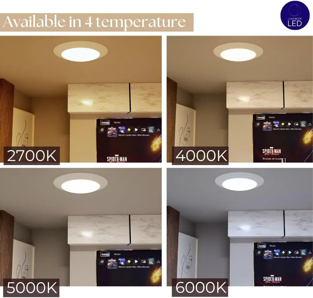 7.5" Flush Mount Ceiling Light Fixtures | Round LED Disc Light | 16.5W (120W Equivalent), 120V, 4000K, ETL, Wet Location- 4/6" J-Box(Natural White, 6 Pack)