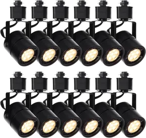 7W LED Track Lighting Heads,Dimmable Led Track Light Heads Compatible with H Type Track Light Rail,Ceiling Spotlight for Kitchen Accent Task,110V 36°Angle 3000K Warm White 12 Pack (Black)