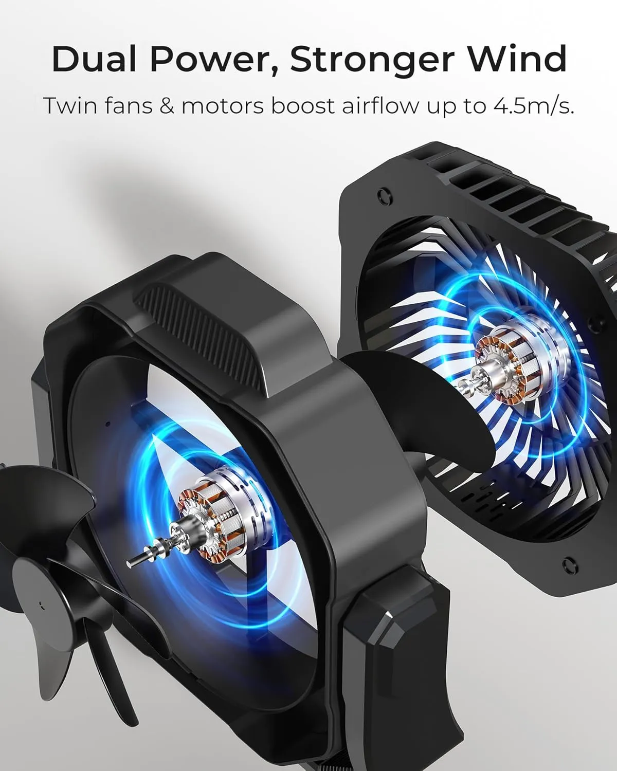 8” Portable Rechargeable Fan, Battery Operated Camping Fan with 27H Work Hours, Remote, Auto Oscillation, Timer, Hook for RV Tent Hurricane Emergency Black