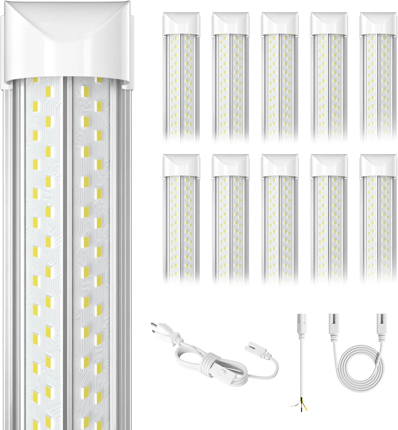 8ft Led Shop Light, Super Bright 100w 5000k 15000lm 8' Led Shop Lights 8ft, Linkable 96" 8 Foot Shop Light 8 Ft for Garage Warehouse Factory Barn Garage 10pack