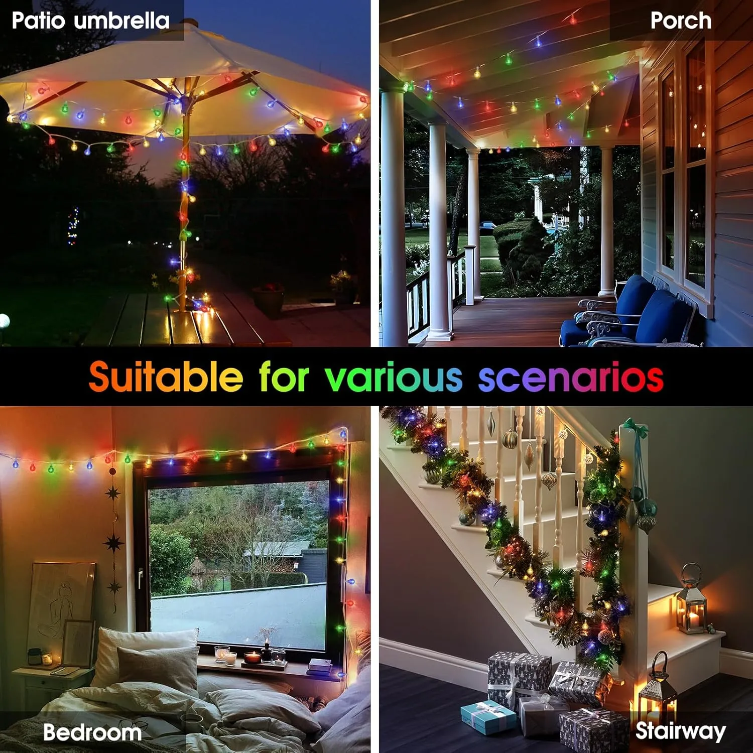 98.4ft 300LED Globe String Lights Outdoor,Crystal Fairy Light IP44 Waterproof Outdoor Hanging Decorative Lights for Home Tent Patio Garden Party Wedding Decor