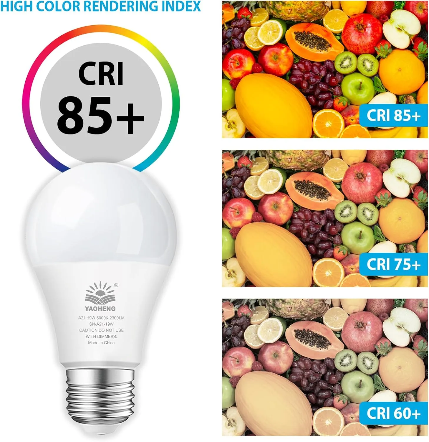 A21 LED Light Bulb, 150 Watt Equivalent LED Bulbs, 19W 5000K Daylight, 2300 Lumens, Non-Dimmable, E26 Base, Super Bright Light Bulb Indoor, Energy Efficient ETL Listed, 12-Pack