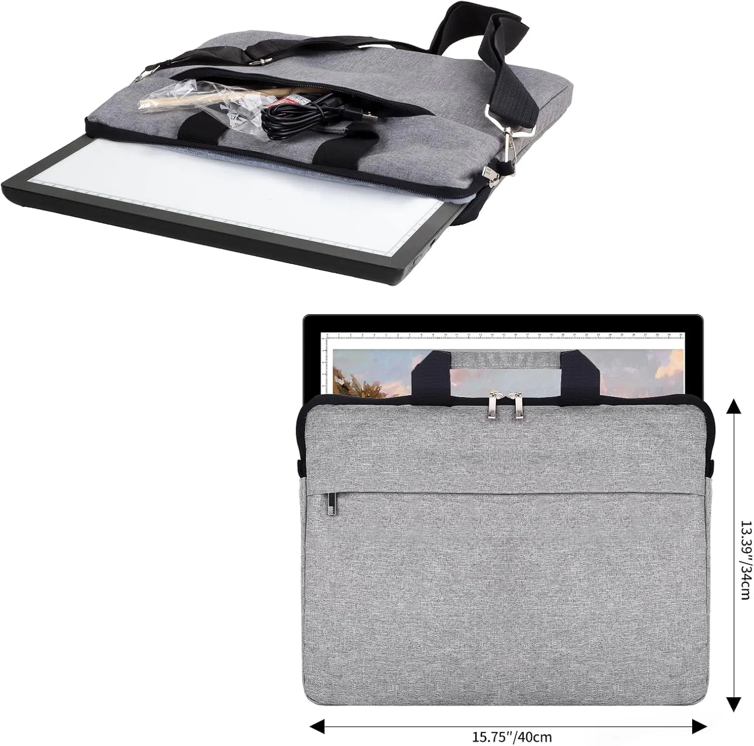 A4 Rechargeable Light Box with Bag, iVAOOZE Wireless Magnetic Tracing Light Pad, 5 Levels Brightness Light Table, Cordless Battery Powered Light Drawing Board for Diamond Painting Cricut Weeding Vinyl