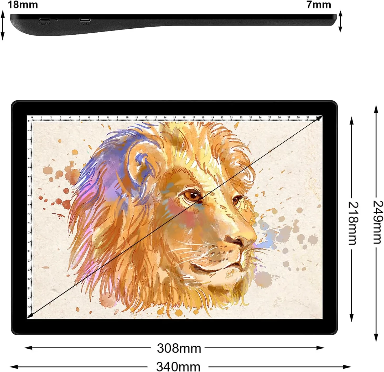 A4 Rechargeable Light Box with Bag, iVAOOZE Wireless Magnetic Tracing Light Pad, 5 Levels Brightness Light Table, Cordless Battery Powered Light Drawing Board for Diamond Painting Cricut Weeding Vinyl