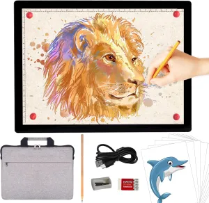 A4 Rechargeable Light Box with Bag, iVAOOZE Wireless Magnetic Tracing Light Pad, 5 Levels Brightness Light Table, Cordless Battery Powered Light Drawing Board for Diamond Painting Cricut Weeding Vinyl