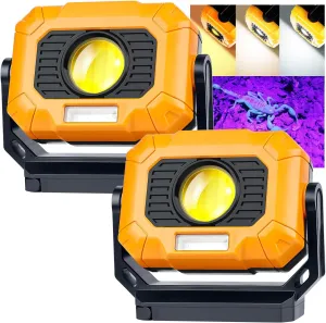 Adelante 2Pack Magnetic Work Light Rechargeable, 1500LM LED Work Light, 360° Rotating Stand 3 Color Temperature 12 Modes Waterproof Bright Flashlight for Mechanic, Shop, Working on Cars, Power Outages