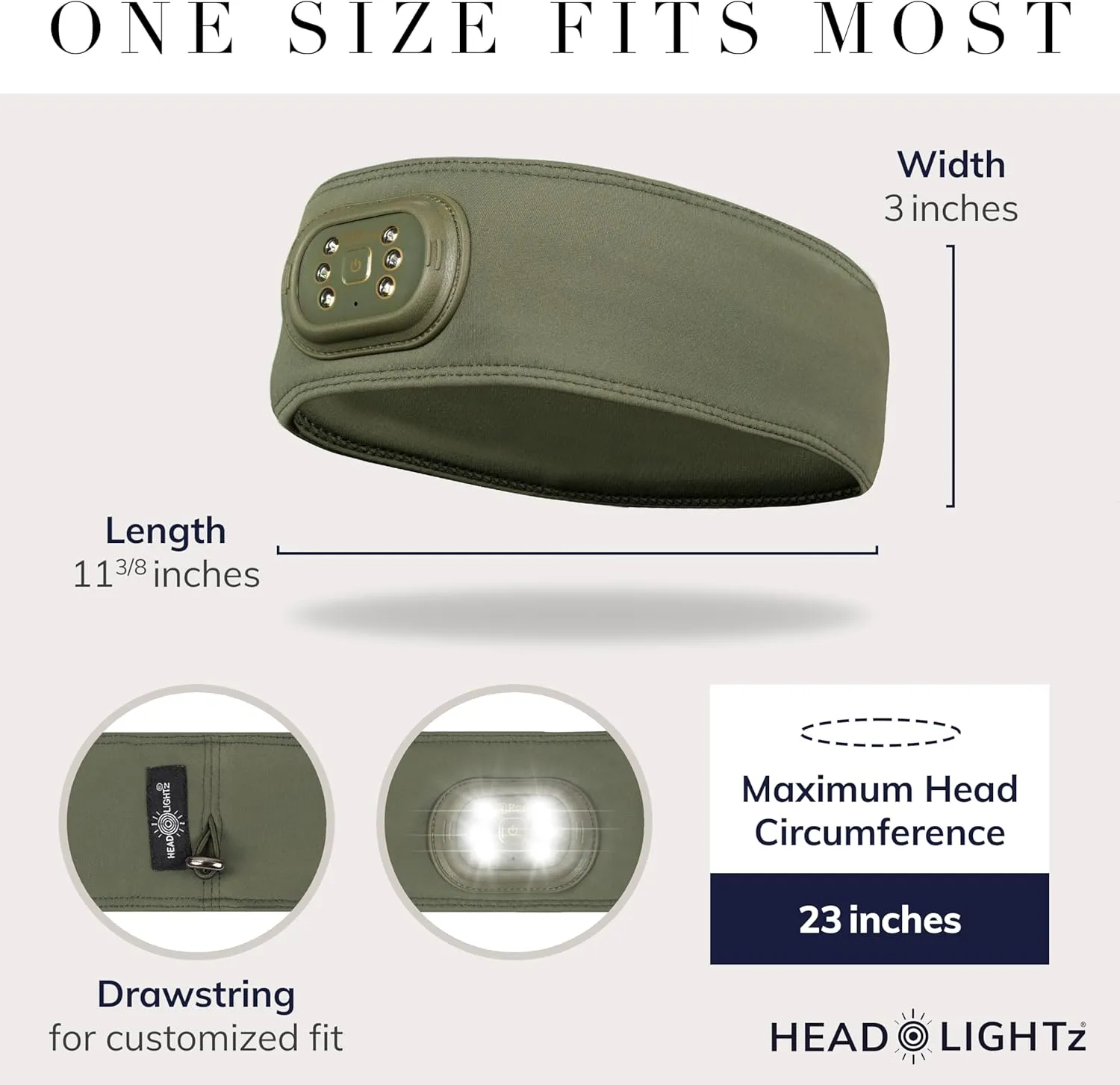 Adjustable Headband with LED Light