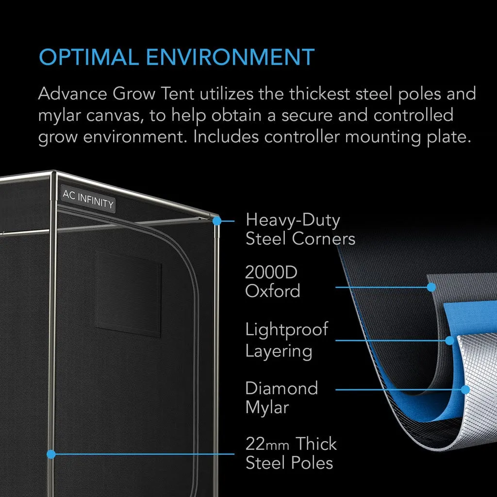 Advance Grow Tent System 4x4, 4-Plant Kit, WiFi-Integrated Controls to Automate Ventilation, Circulation, Full Spectrum LED Grow Light