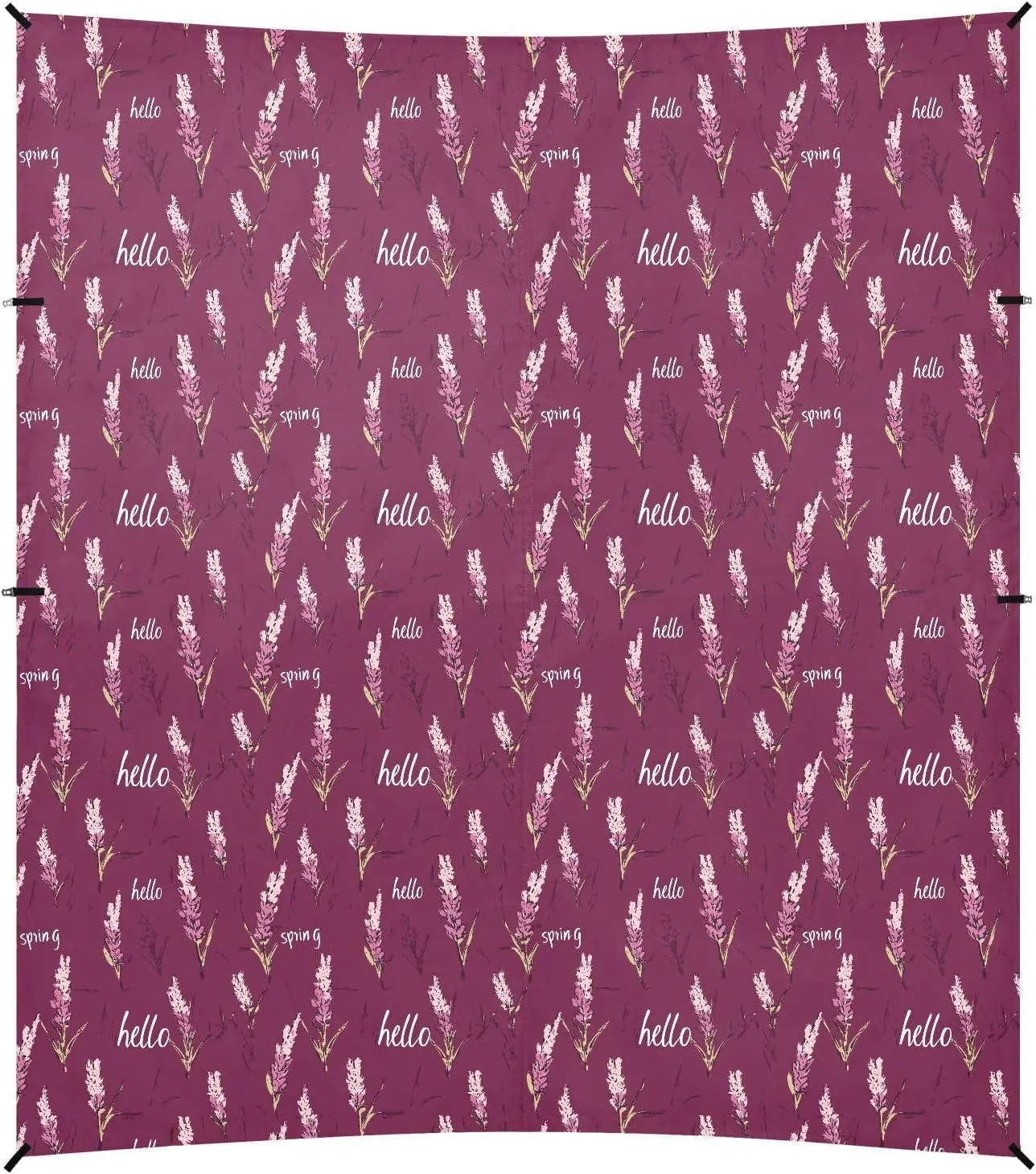Aesthetic Lavender Burgundy Floral Foldable Beach Canopy UPF50  Water-Resistant Sun Shade with Sand Shovel for Backyard and Camping
