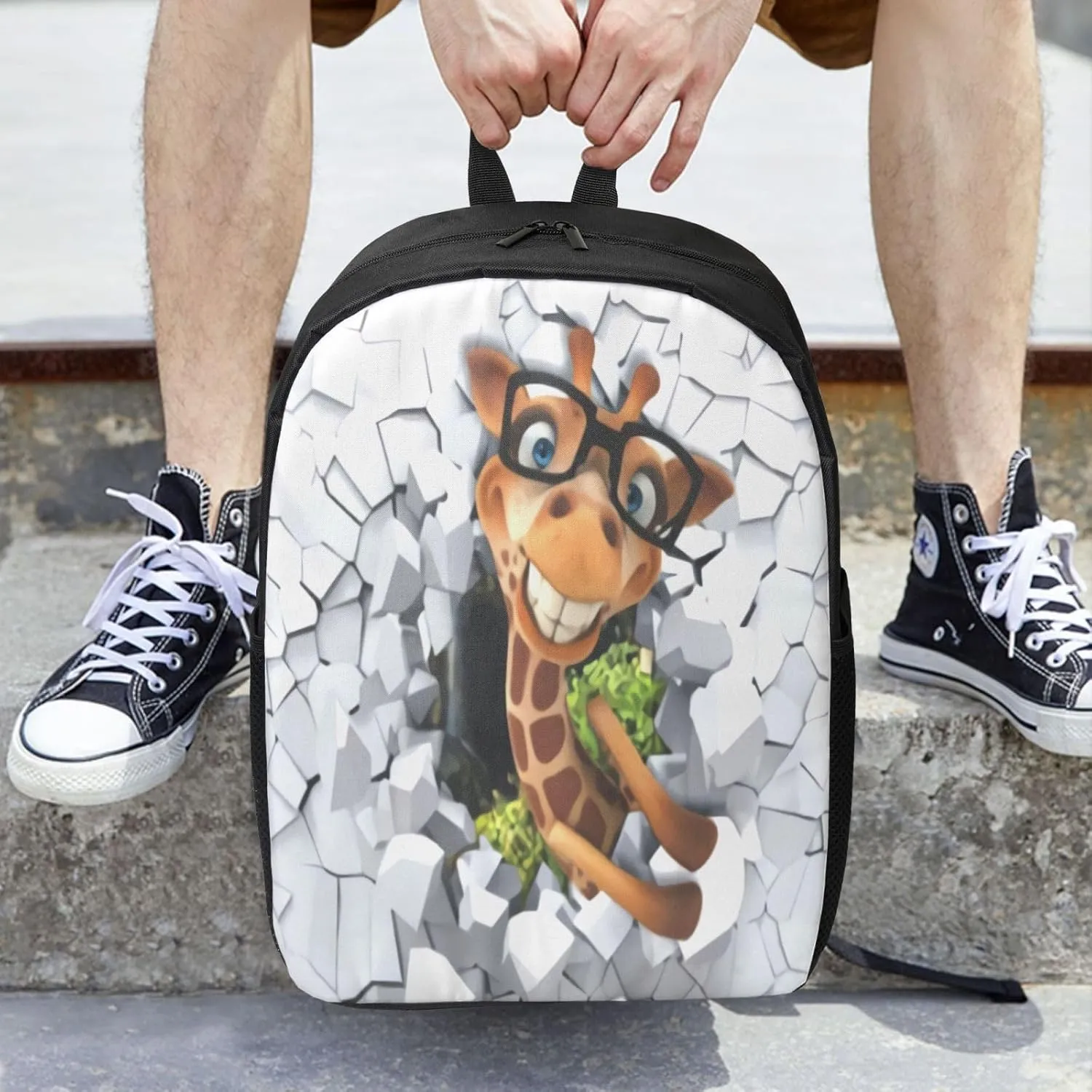 African Giraffes Animals Backpack, 17 Inch Travel Business Laptop Backpack For Women Men