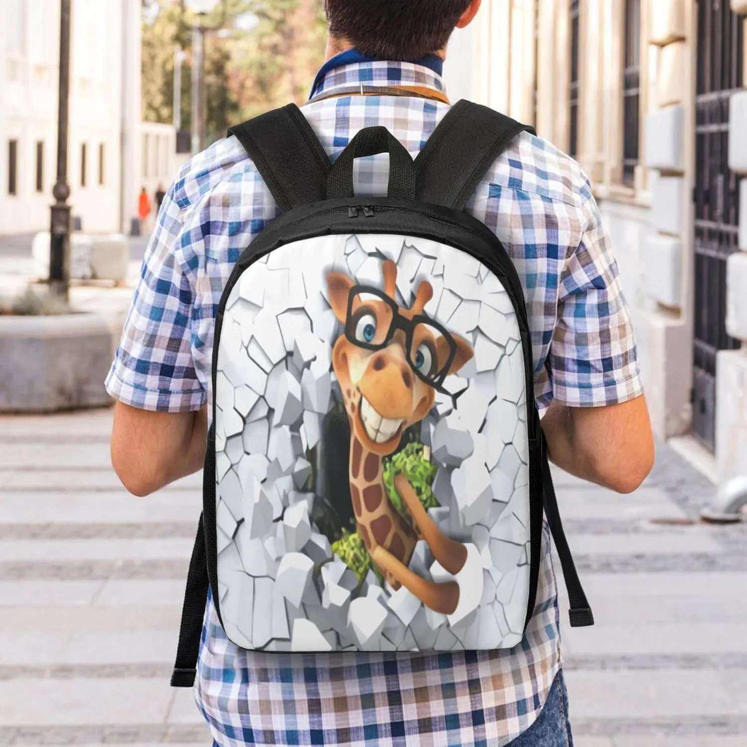 African Giraffes Animals Backpack, 17 Inch Travel Business Laptop Backpack For Women Men