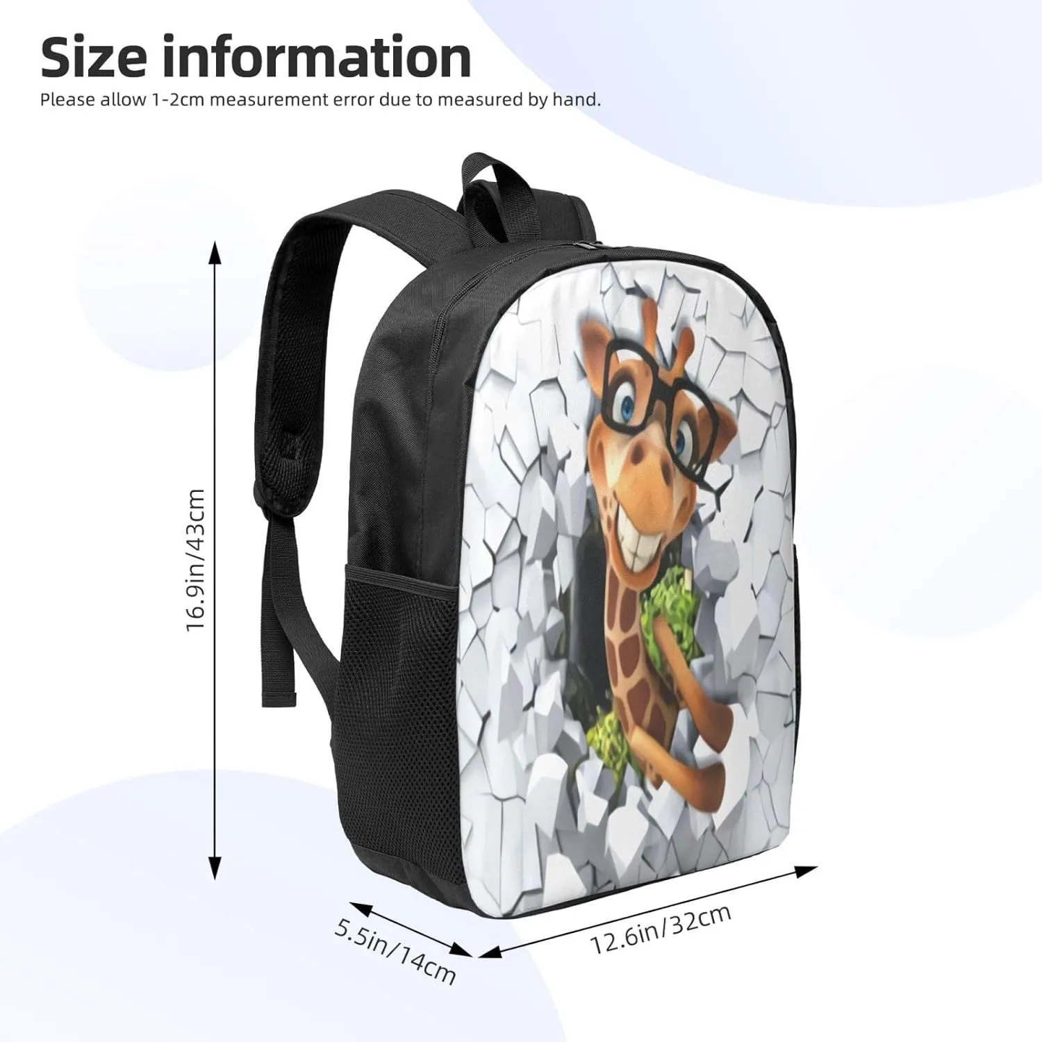 African Giraffes Animals Backpack, 17 Inch Travel Business Laptop Backpack For Women Men