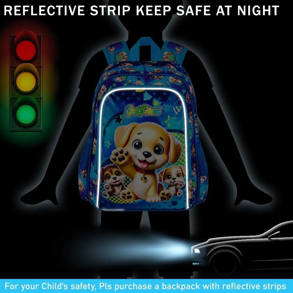 AGSDON 3PCS Backpack for Boys, 16" Kids Dog Backpacks Water Resistant for Elementary Preschool, Boy Bookbag with Lunch Box