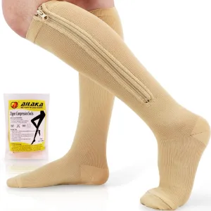 Ailaka Medical 15-20 mmHg Zipper Compression Socks Women Men