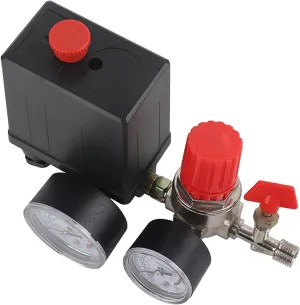 Air Compressor Pressure Switch, Central Pneumatic Compressor Parts, Air Compressor Regulator With Gauge with Dual Gauges Compressor Safety Assembly Parts for Fast Pressure Reduction