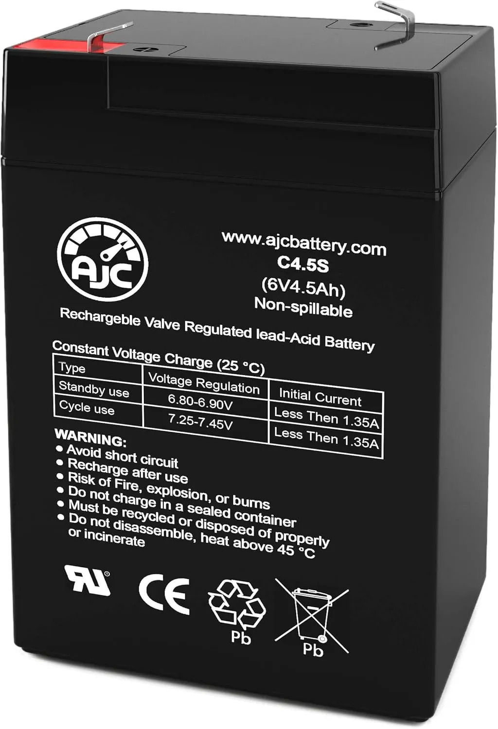AJC Battery Compatible with Teledyne Big Beam 118-0005 6V 4.5Ah Emergency Light Battery
