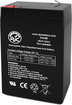 AJC Battery Compatible with Teledyne Big Beam 118-0005 6V 4.5Ah Emergency Light Battery