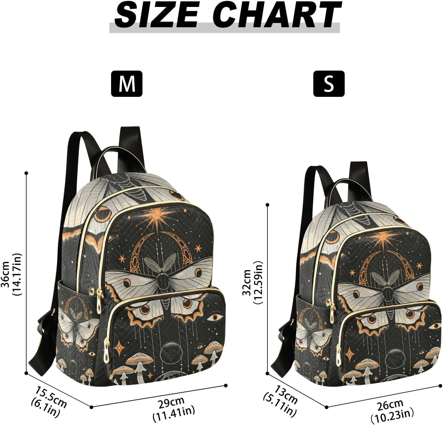 ALAZA Butterfly Sun and Moon Mushroom Mini Backpack Purse for Women Travel Bag Lightweight Shoulder Bag Fashion Daypack