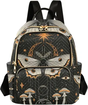 ALAZA Butterfly Sun and Moon Mushroom Mini Backpack Purse for Women Travel Bag Lightweight Shoulder Bag Fashion Daypack