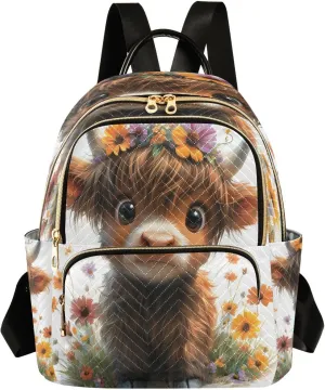 ALAZA Cute Highland Cow Mini Backpack Purse for Women Travel Bag Lightweight Shoulder Bag Fashion Daypack01