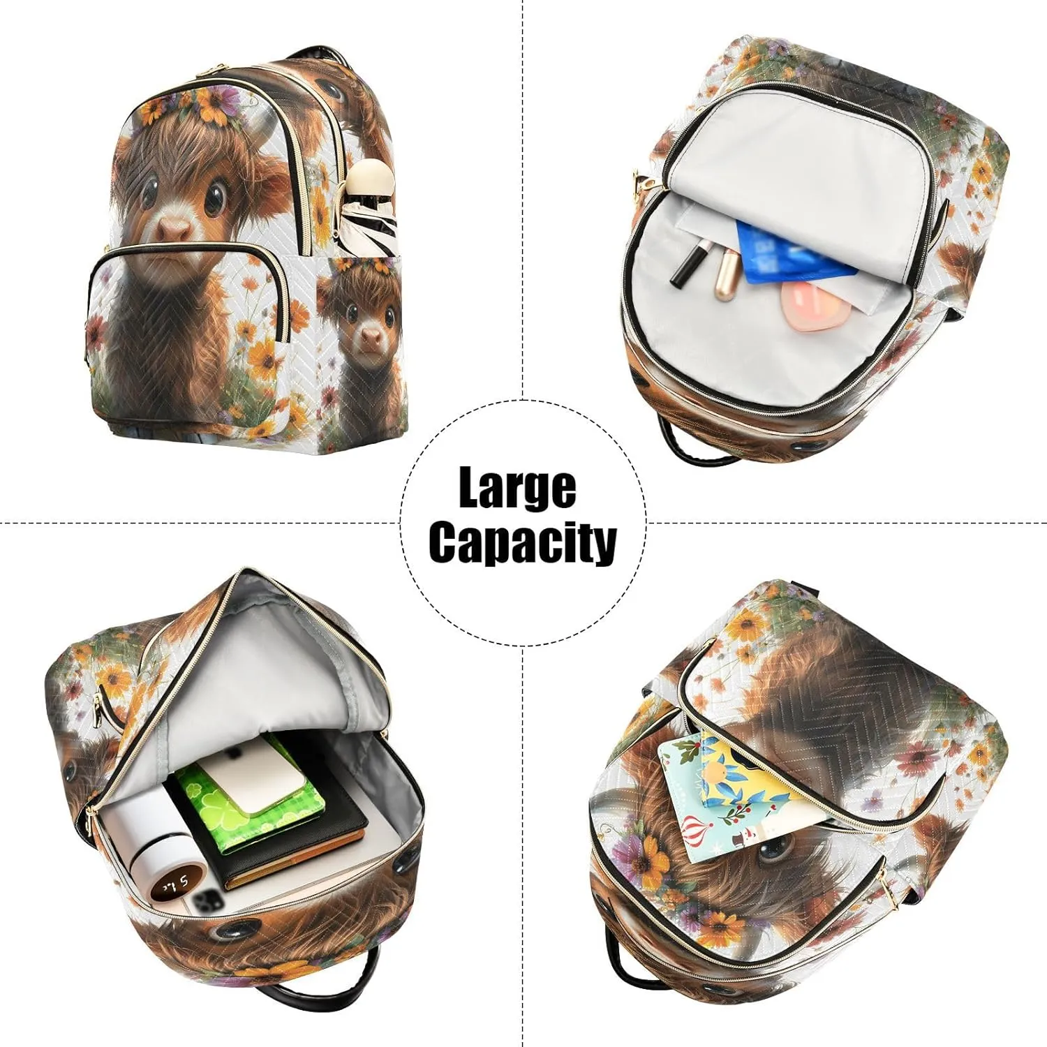 ALAZA Cute Highland Cow Mini Backpack Purse for Women Travel Bag Lightweight Shoulder Bag Fashion Daypack01
