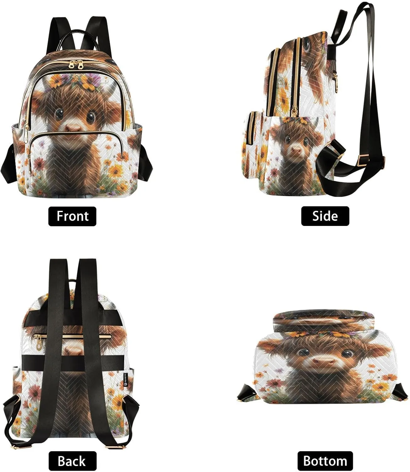 ALAZA Cute Highland Cow Mini Backpack Purse for Women Travel Bag Lightweight Shoulder Bag Fashion Daypack01