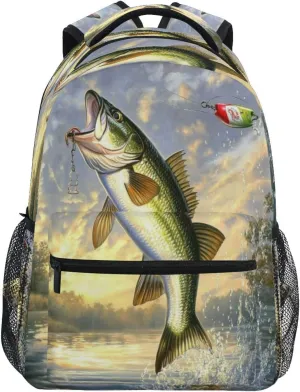 ALAZA Fish Jumps Out Kids School Backpack for Boys Girls Teens Bookbag Travel Daypack Bag 16 inch