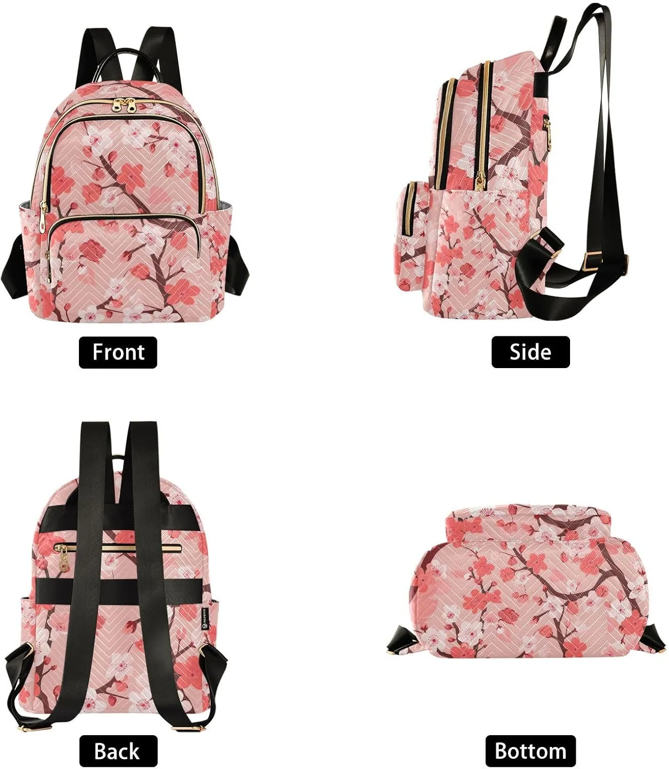 ALAZA Pink Cherry Blossoms Small Backpack Purse for Women Travel Bag Lightweight Shoulder Bag Fashion Daypack