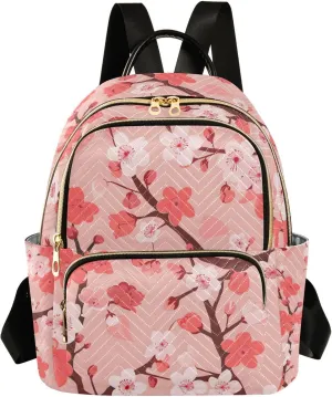 ALAZA Pink Cherry Blossoms Small Backpack Purse for Women Travel Bag Lightweight Shoulder Bag Fashion Daypack