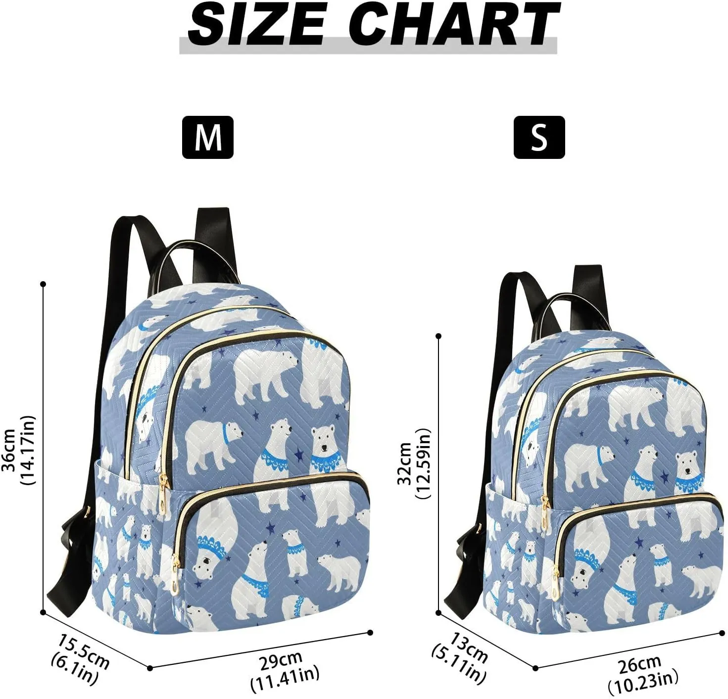 ALAZA Polar Bear Mini Backpack Purse for Women Travel Bag Lightweight Shoulder Bag Fashion Daypack