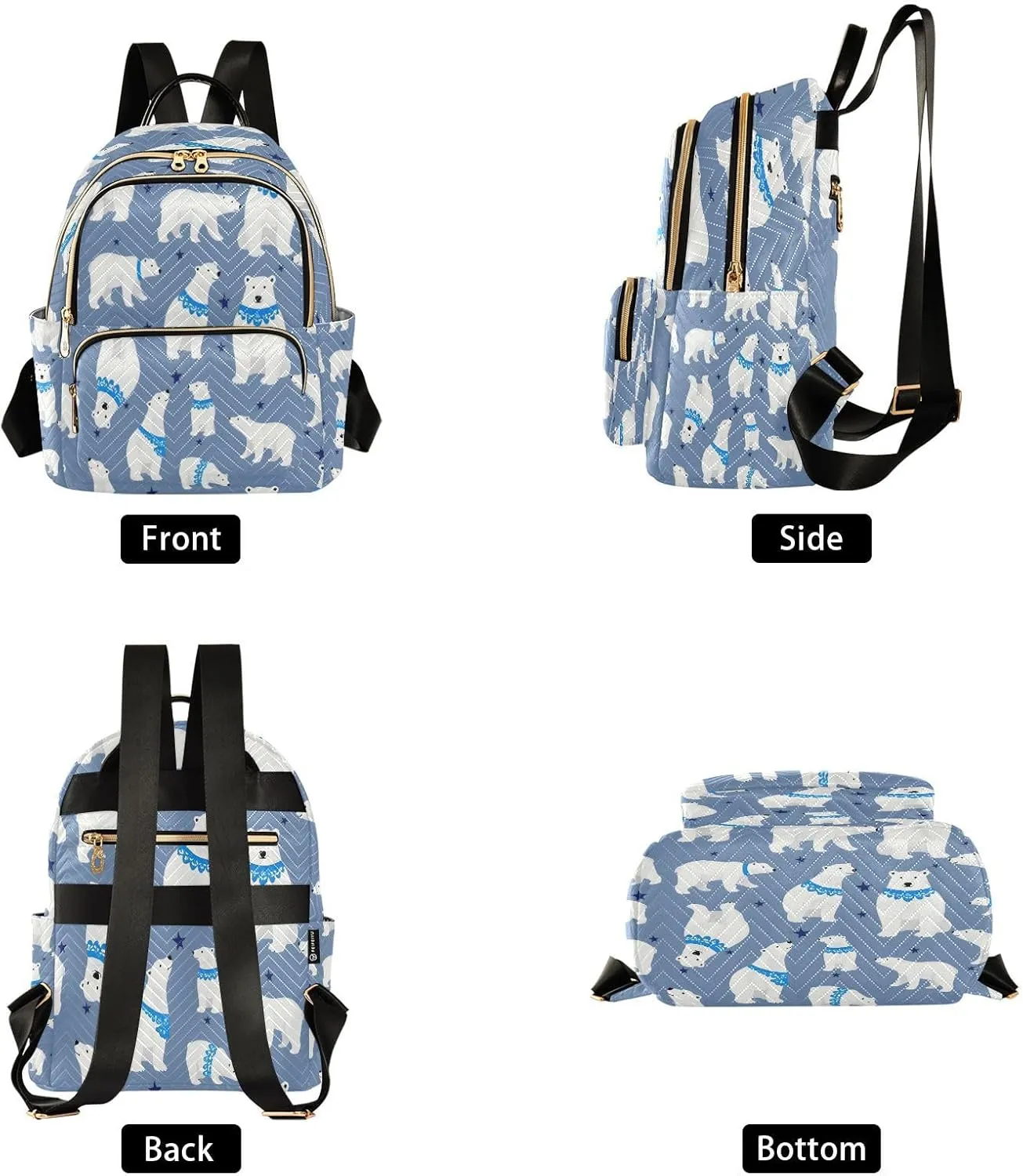 ALAZA Polar Bear Mini Backpack Purse for Women Travel Bag Lightweight Shoulder Bag Fashion Daypack