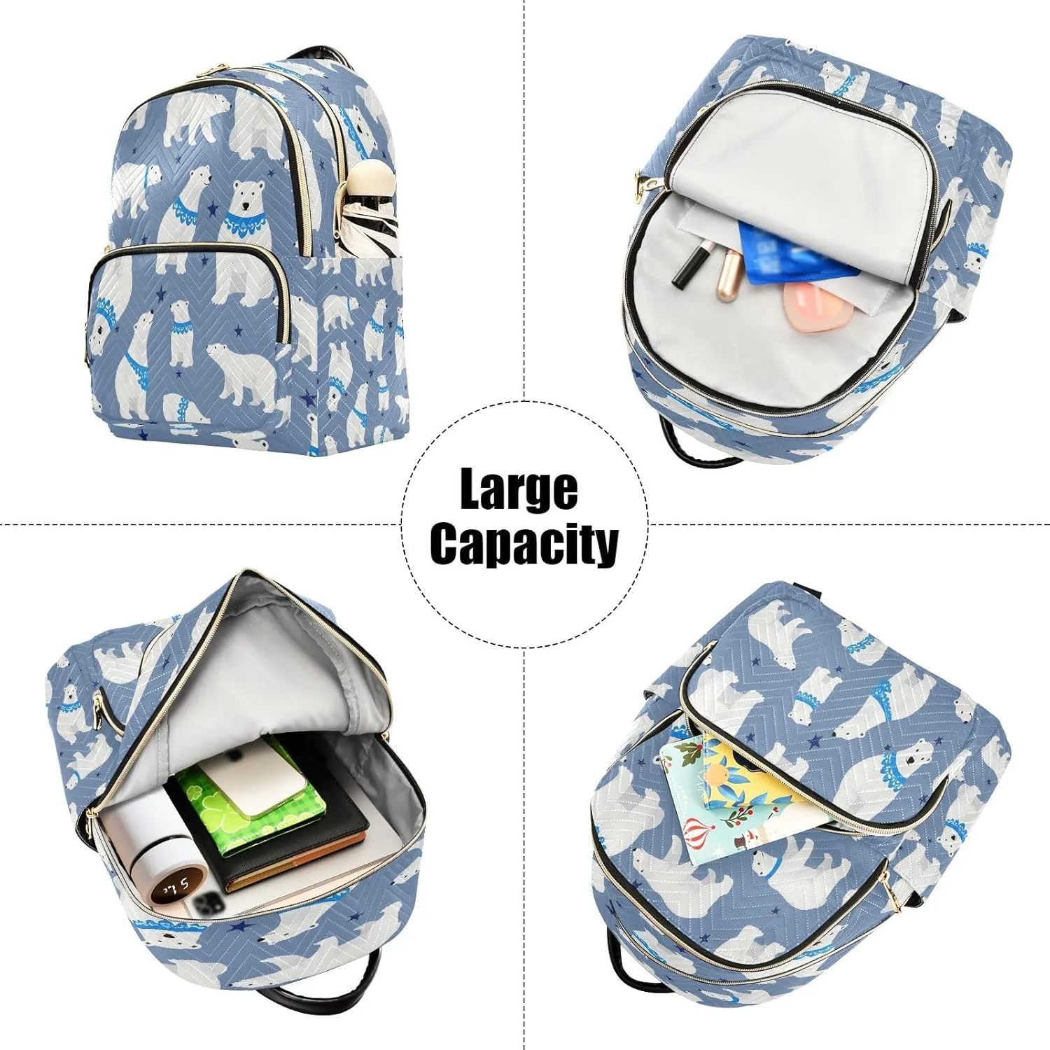 ALAZA Polar Bear Mini Backpack Purse for Women Travel Bag Lightweight Shoulder Bag Fashion Daypack