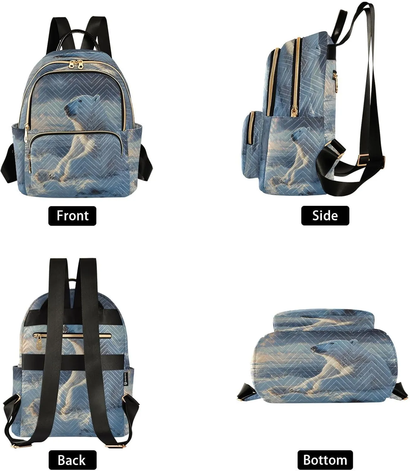ALAZA Polar Bear Winter Small Backpack Purse for Women Travel Bag Lightweight Shoulder Bag Fashion Daypack