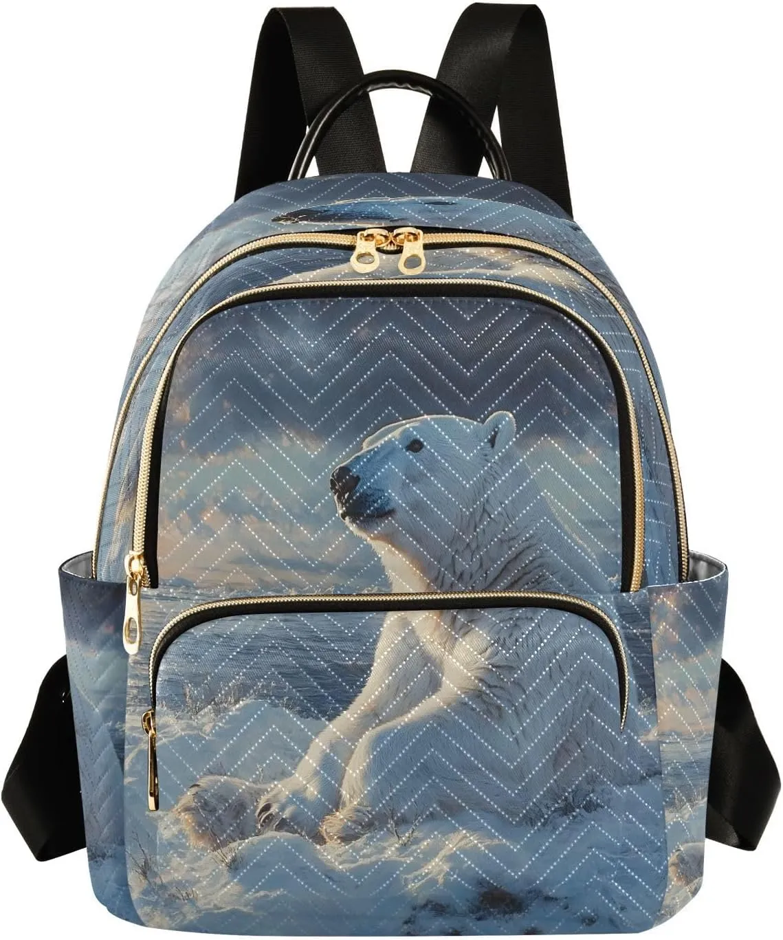ALAZA Polar Bear Winter Small Backpack Purse for Women Travel Bag Lightweight Shoulder Bag Fashion Daypack