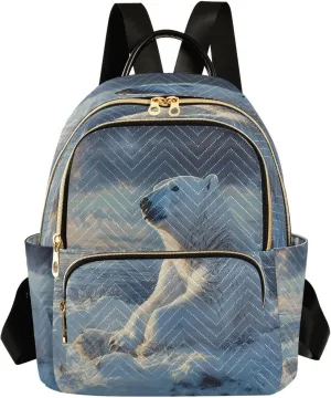 ALAZA Polar Bear Winter Small Backpack Purse for Women Travel Bag Lightweight Shoulder Bag Fashion Daypack