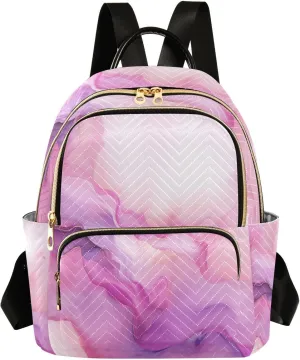 ALAZA Watercolor Pink Marble Mini Backpack Purse for Women Travel Bag Lightweight Shoulder Bag Fashion Daypack