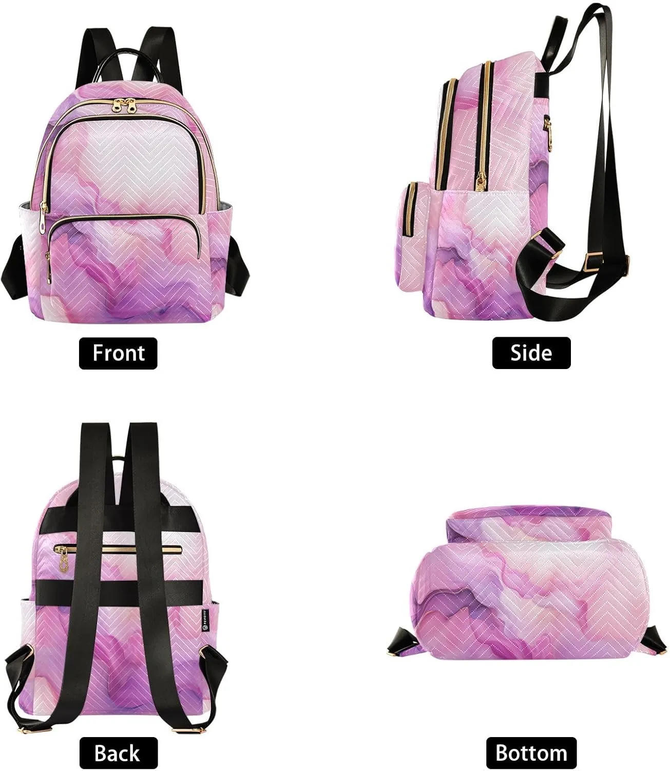 ALAZA Watercolor Pink Marble Mini Backpack Purse for Women Travel Bag Lightweight Shoulder Bag Fashion Daypack