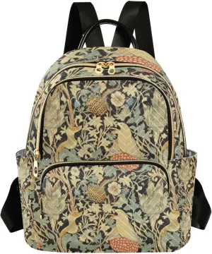 ALAZA William Morris Floral Small Backpack Purse for Women Travel Bag Lightweight Shoulder Bag Fashion Daypack