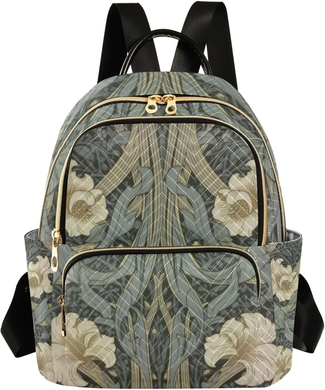 ALAZA William Morris Flowers Print Mini Backpack Purse for Women Travel Bag Lightweight Shoulder Bag Fashion Daypack