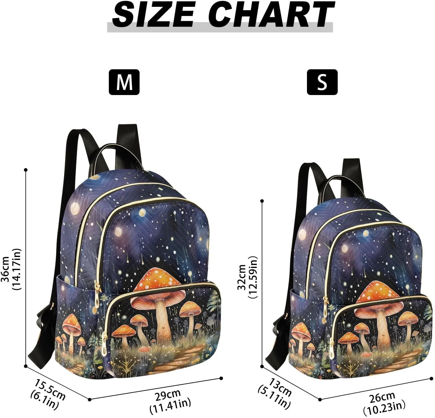 ALAZA Ysterious Forest Mushroom Night Mini Backpack Purse for Women Travel Bag Lightweight Shoulder Bag Fashion Daypack