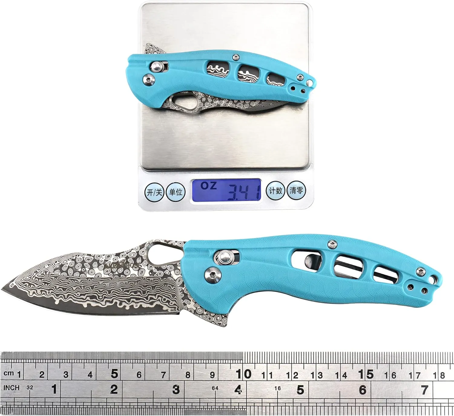 ALBATROSS Cool Flipper Axis Lock Opening Folding Pocket Knife with 3" Modern Damascus Steel Blade and 4.25" High Strength FRN Handle, Deep Carry Pocket Clip - Gifts Box FK036DA-BE
