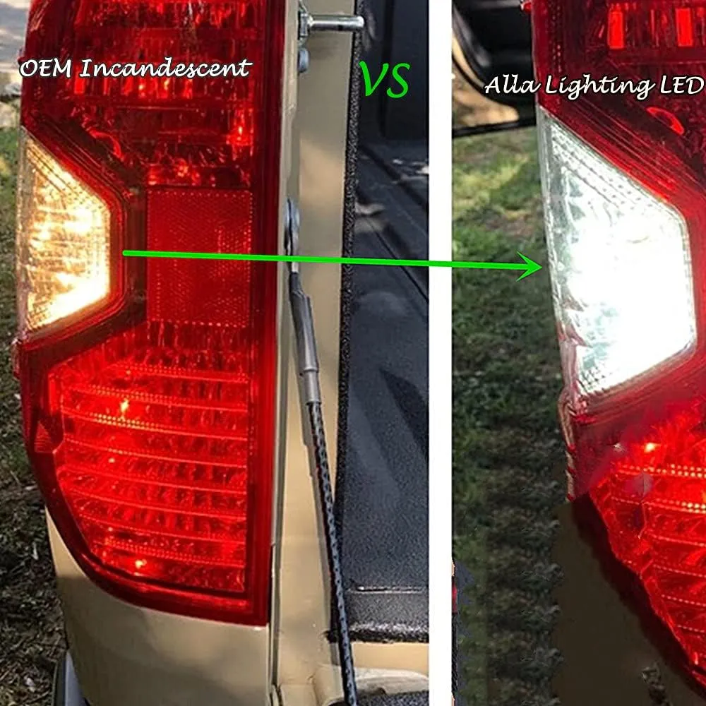 Alla Lighting Newly Upgraded T25 3156 3157 LED Bulbs, 6000K White Back Up Reverse Lights, Turn Signal Brake Tail Lights, DRL Super Bright 4114 3057 4157 3457 4057 Replace for Motorcycles, Cars, Trucks