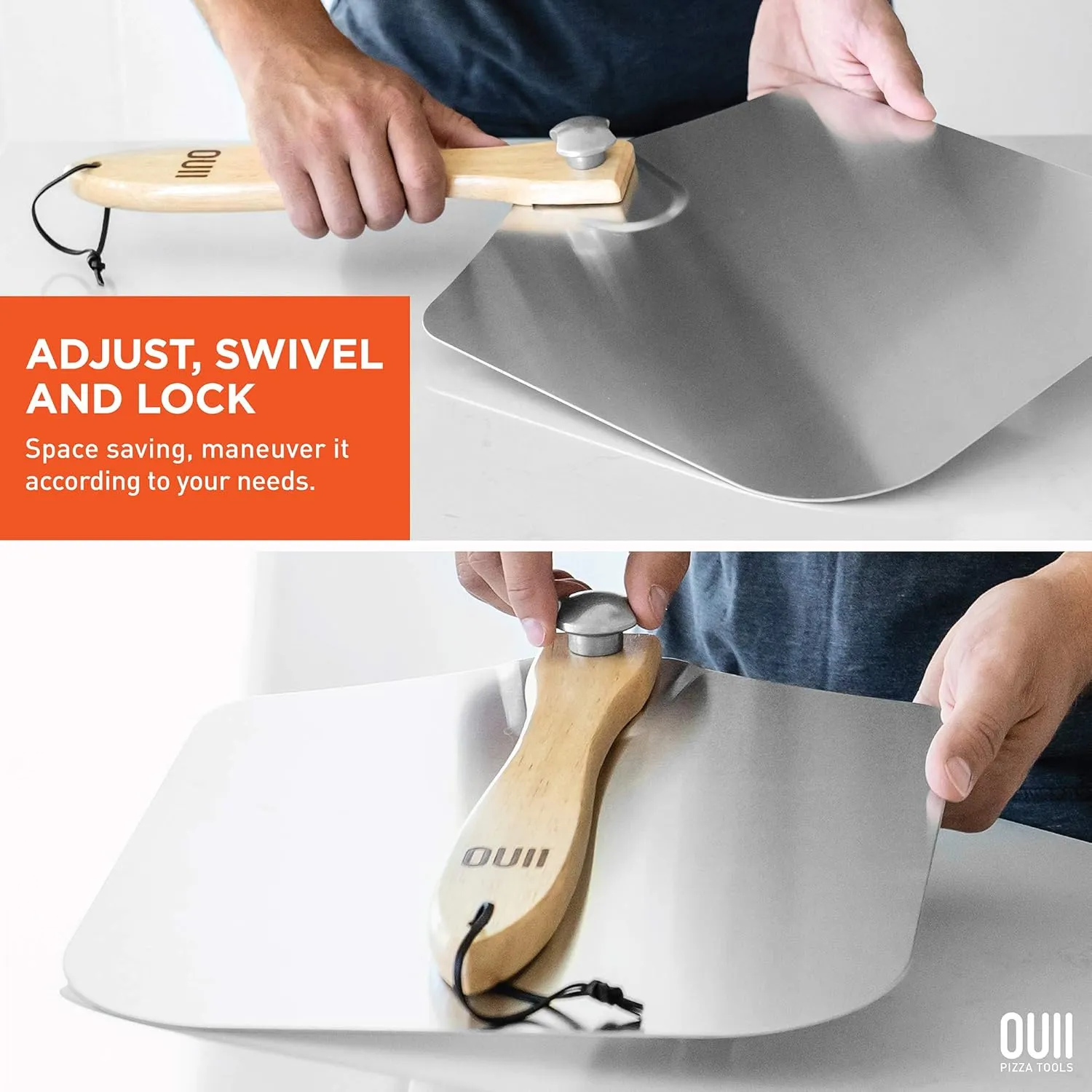 Aluminum Pizza Peel Metal - 12 x 14 Inch. Pizza Spatula for Oven with Foldable Wood Handle. Pizza Oven Accessories Tools. Turning Peel, Bread, Pastry, Dough, Cake Spatula