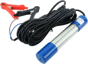 Amarine-made White 12v-24v 8W 180 LED 1000 Lumens IP68 Submersible Fishing Light Underwater Fish Finder Lamp with Battery Clip & Power Plug (White)